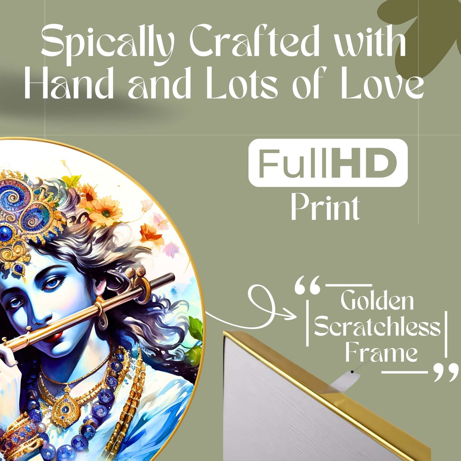 Wall Painting for Wall Decoration with Frame Sparkle Glossy Round Golden Framed Large Painting Office, Living Room, Bedroom, Home Decoration - Image 2